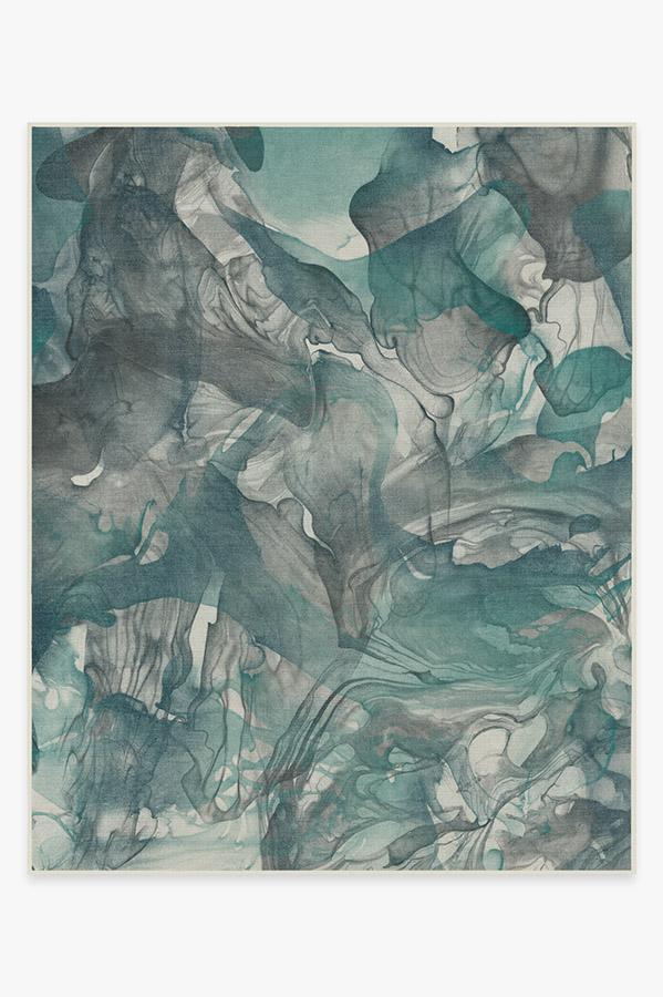 Aurora Teal Grey Rug 8'x10' | Stain-Resistant