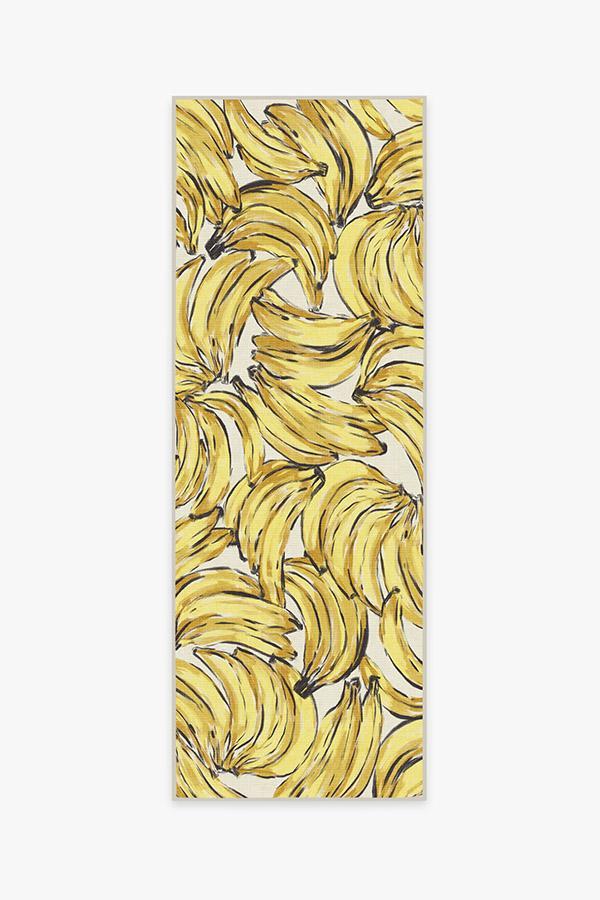 Bananas Yellow Rug 2.5'x7' | Stain-Resistant