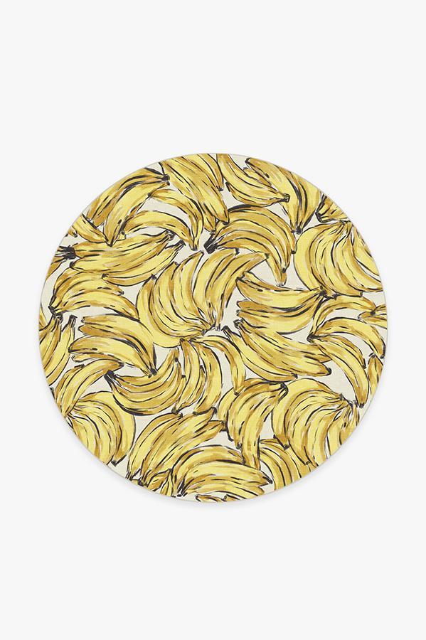 Bananas Yellow Rug 6' Round | Stain-Resistant
