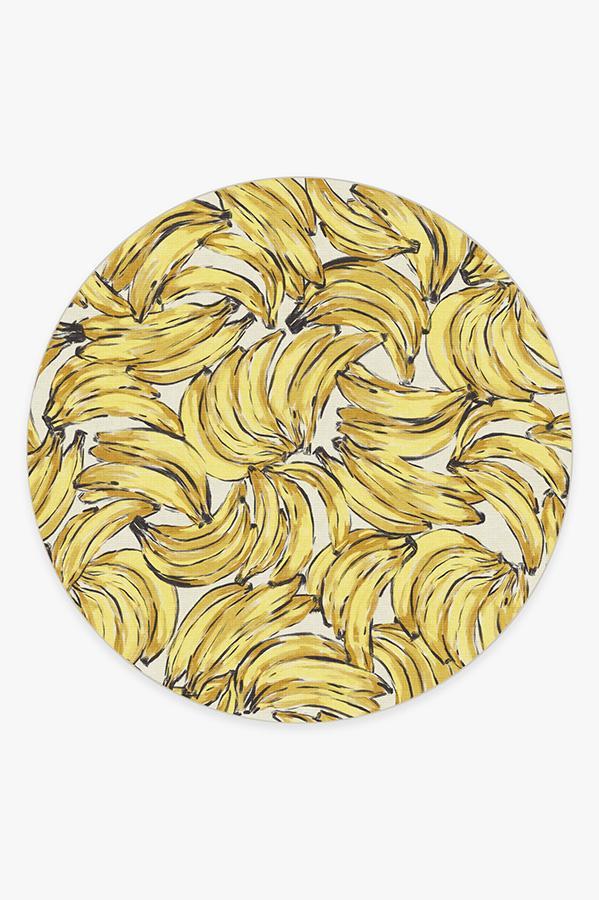 Bananas Yellow Rug 8' Round | Stain-Resistant