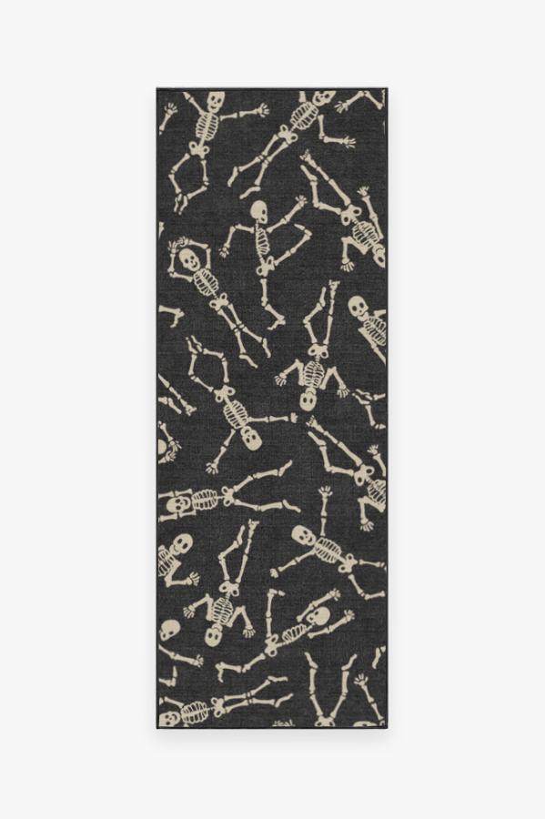 Bone Dance Black Rug 2.5'x7' | Stain-Resistant