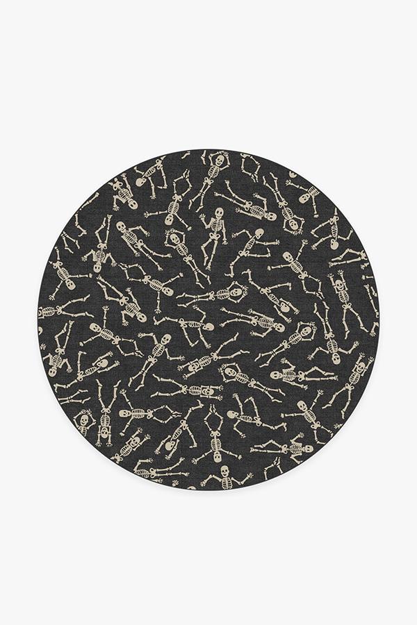 Bone Dance Black Rug 6' Round | Stain-Resistant