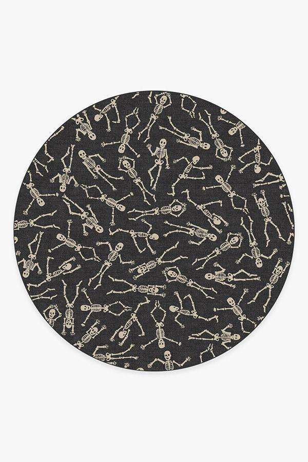 Bone Dance Black Rug 8' Round | Stain-Resistant