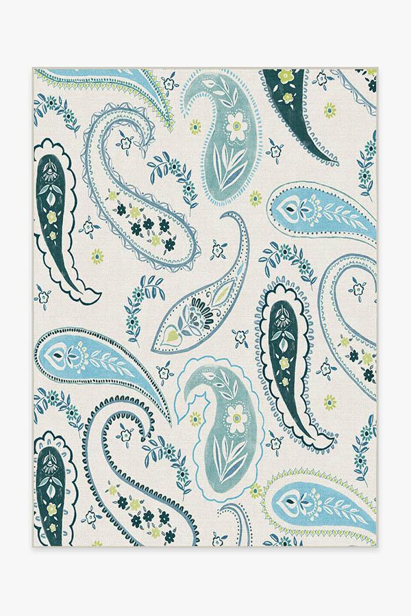 Boteh Blue Rug 5'x7' | Stain-Resistant