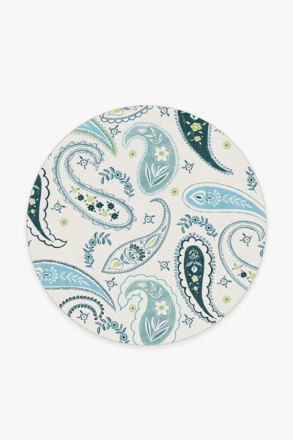Boteh Blue Rug 6' Round | Stain-Resistant