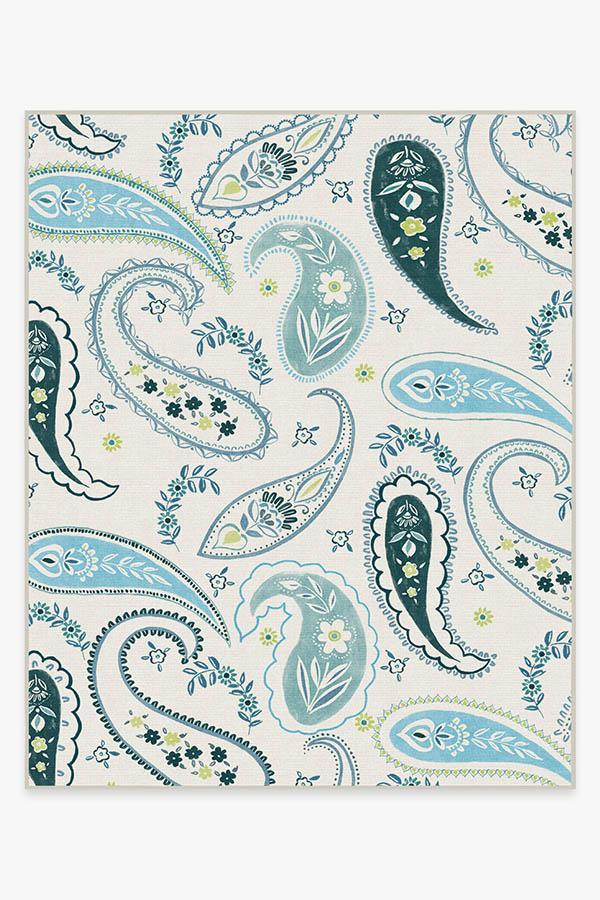 Boteh Blue Rug 8'x10' | Stain-Resistant