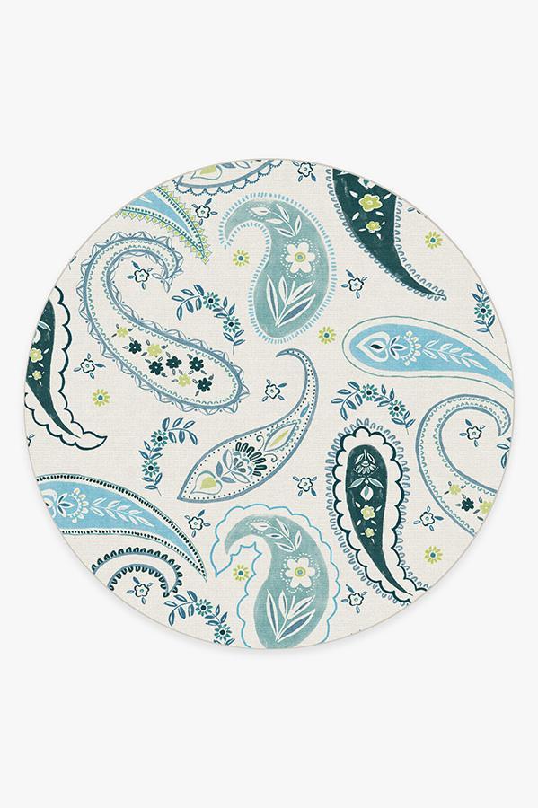 Boteh Blue Rug 8' Round | Stain-Resistant