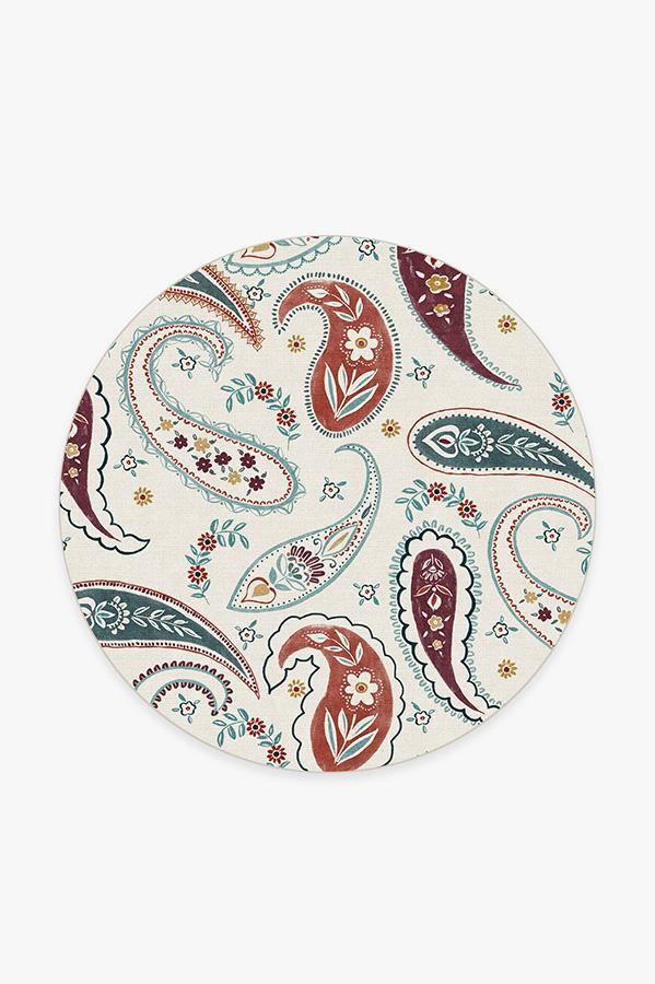 Boteh Multicolor Rug 6' Round | Stain-Resistant