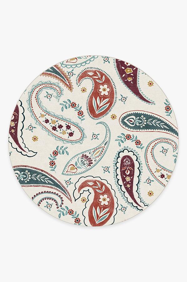 Boteh Multicolor Rug 8' Round | Stain-Resistant