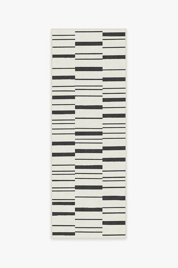 Broken Stripe Black Rug 2.5'x10' | Stain-Resistant