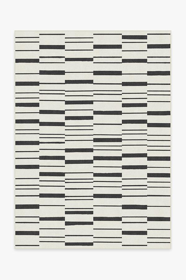 Broken Stripe Black Rug 5'x7' | Stain-Resistant