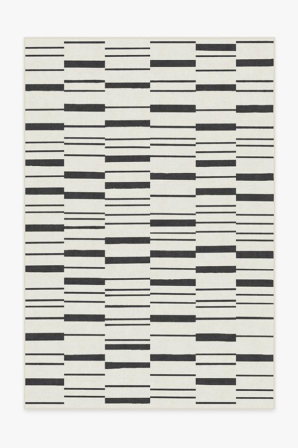 Broken Stripe Black Rug 6'x9' | Stain-Resistant