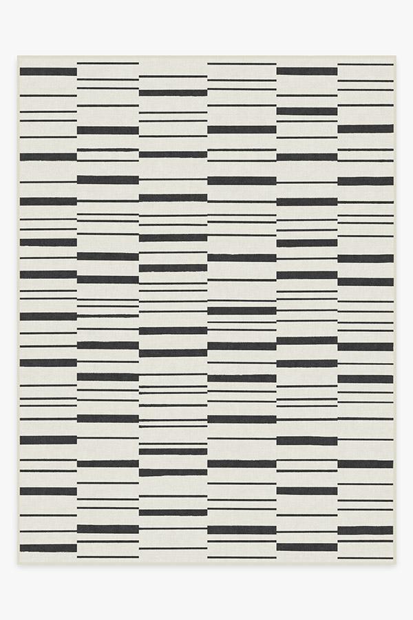 Broken Stripe Black Rug 9'x12' | Stain-Resistant