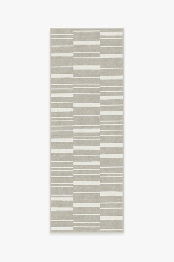 Broken Stripe Grey Rug 2.5'x10' | Stain-Resistant