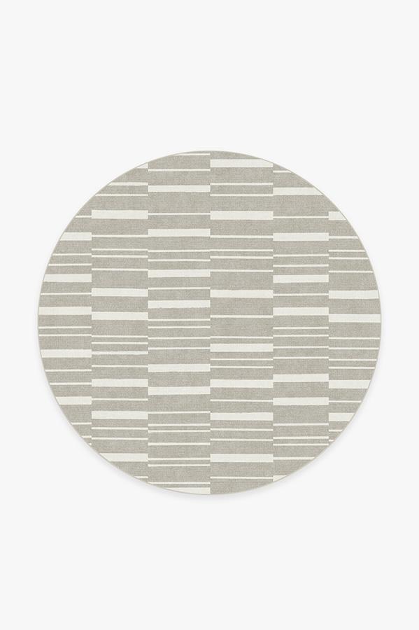 Broken Stripe Grey Rug 6' Round | Stain-Resistant