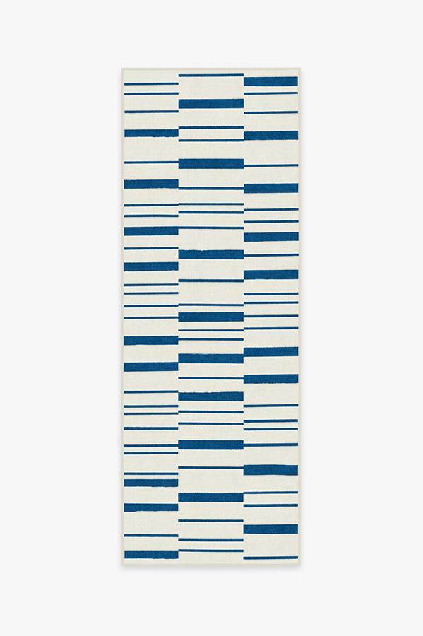 Broken Stripe Indigo Rug 2.5'x7' | Stain-Resistant