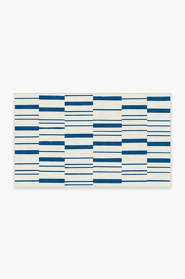 Broken Stripe Indigo Rug 3'x5' | Stain-Resistant