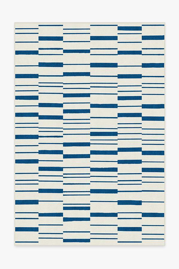 Broken Stripe Indigo Rug 6'x9' | Stain-Resistant