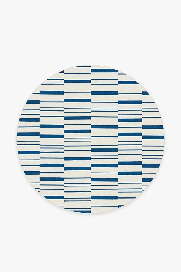 Broken Stripe Indigo Rug 6' Round | Stain-Resistant
