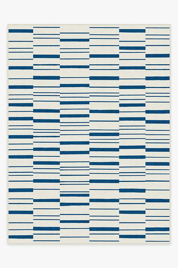 Broken Stripe Indigo Rug 9'x12' | Stain-Resistant