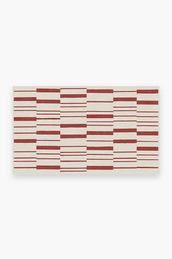 Broken Stripe Red Rug 3'x5' | Stain-Resistant