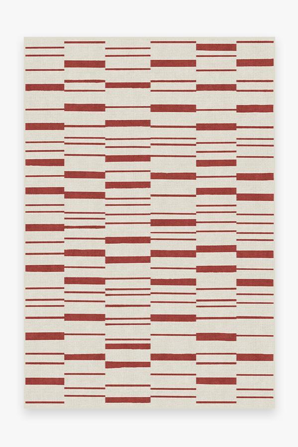 Broken Stripe Red Rug 6'x9' | Stain-Resistant