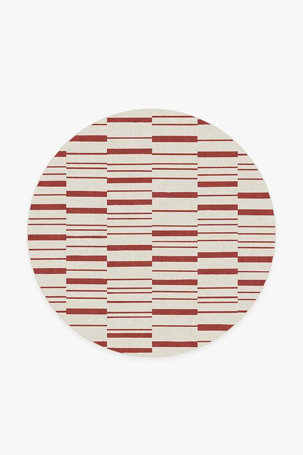 Broken Stripe Red Rug 6' Round | Stain-Resistant