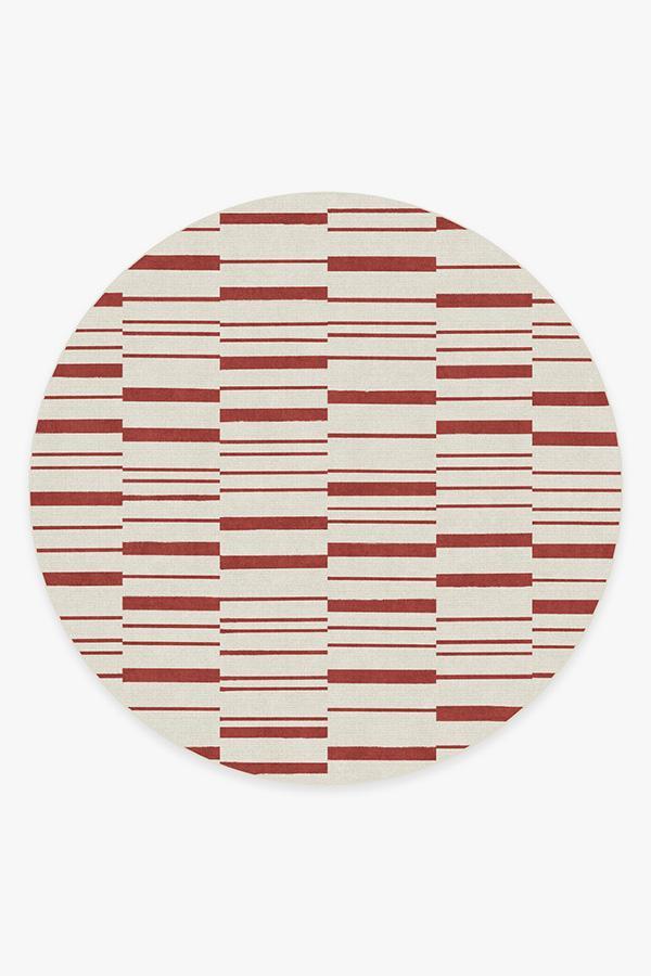 Broken Stripe Red Rug 8' Round | Stain-Resistant