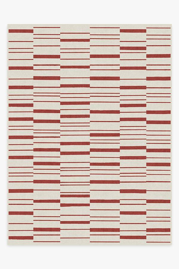 Broken Stripe Red Rug 9'x12' | Stain-Resistant