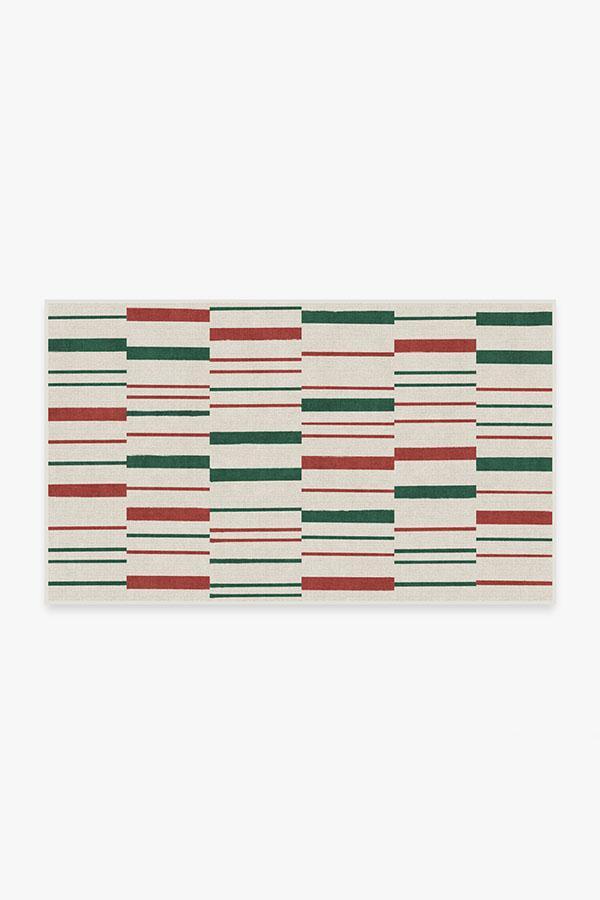 Broken Stripe Red & Green Rug 3'x5' | Stain-Resistant