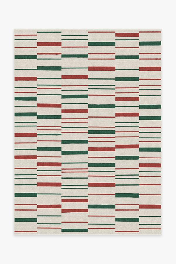 Broken Stripe Red & Green Rug 5'x7' | Stain-Resistant
