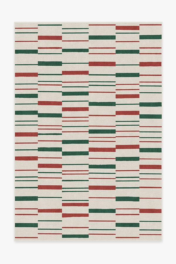 Broken Stripe Red & Green Rug 6'x9' | Stain-Resistant