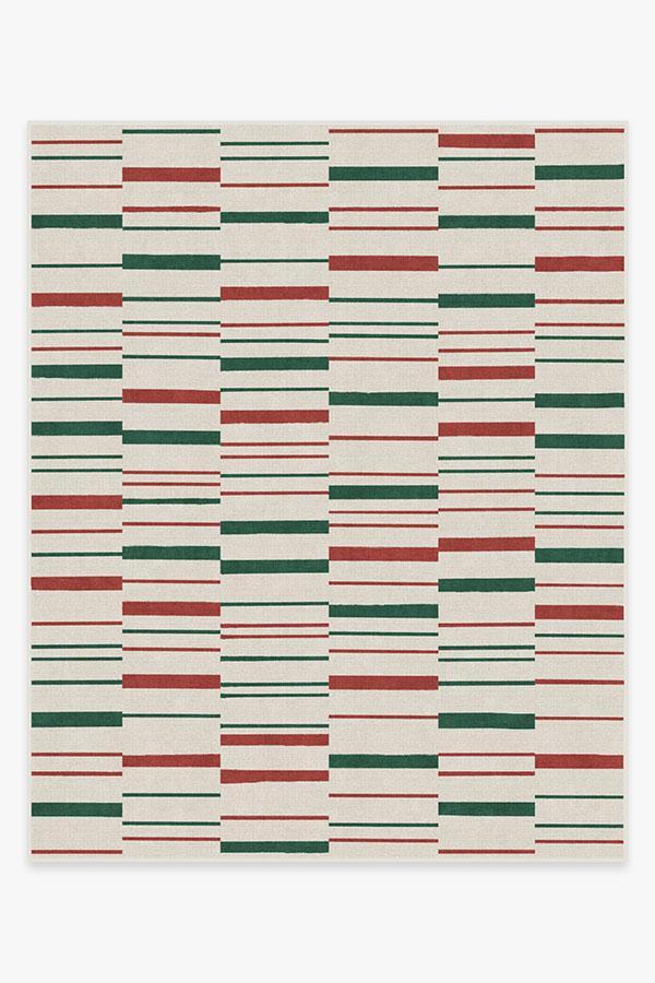 Broken Stripe Red & Green Rug 8'x10' | Stain-Resistant