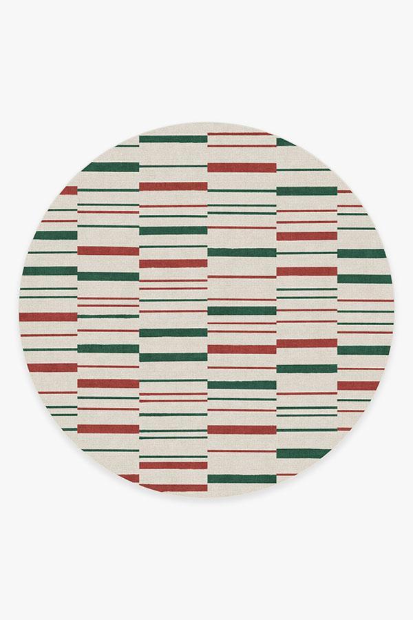 Broken Stripe Red & Green Rug 8' Round | Stain-Resistant