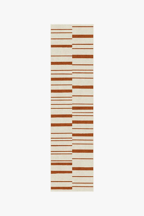 Broken Stripe Rust Orange Rug 2.5'x10' | Stain-Resistant