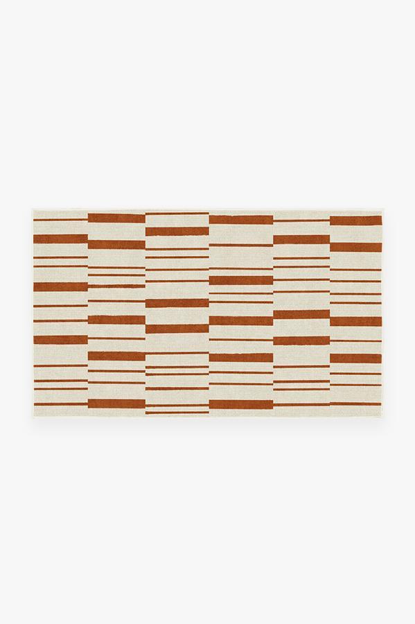 Broken Stripe Rust Orange Rug 3'x5' | Stain-Resistant