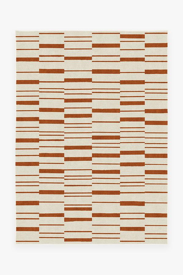 Broken Stripe Rust Orange Rug 5'x7' | Stain-Resistant