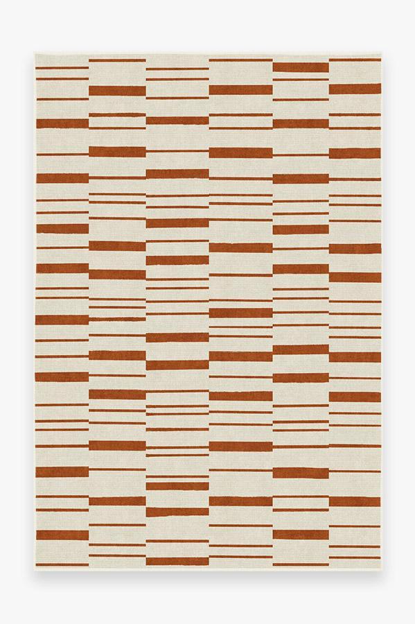 Broken Stripe Rust Orange Rug 6'x9' | Stain-Resistant