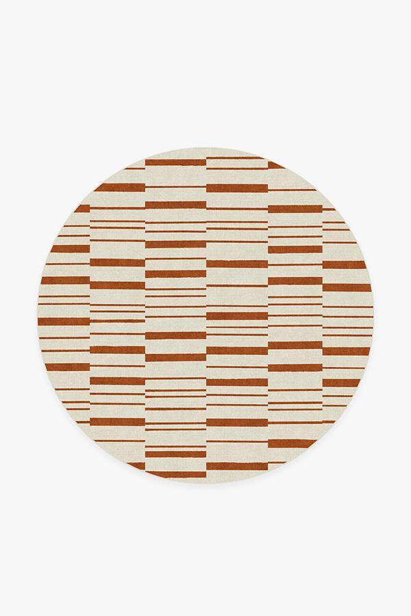 Broken Stripe Rust Orange Rug 6' Round | Stain-Resistant