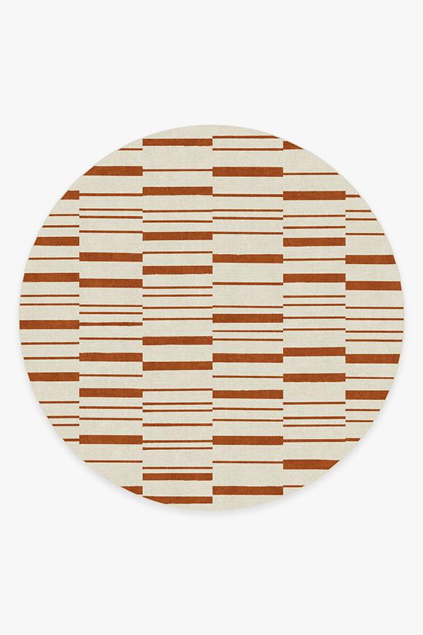 Broken Stripe Rust Orange Rug 8' Round | Stain-Resistant