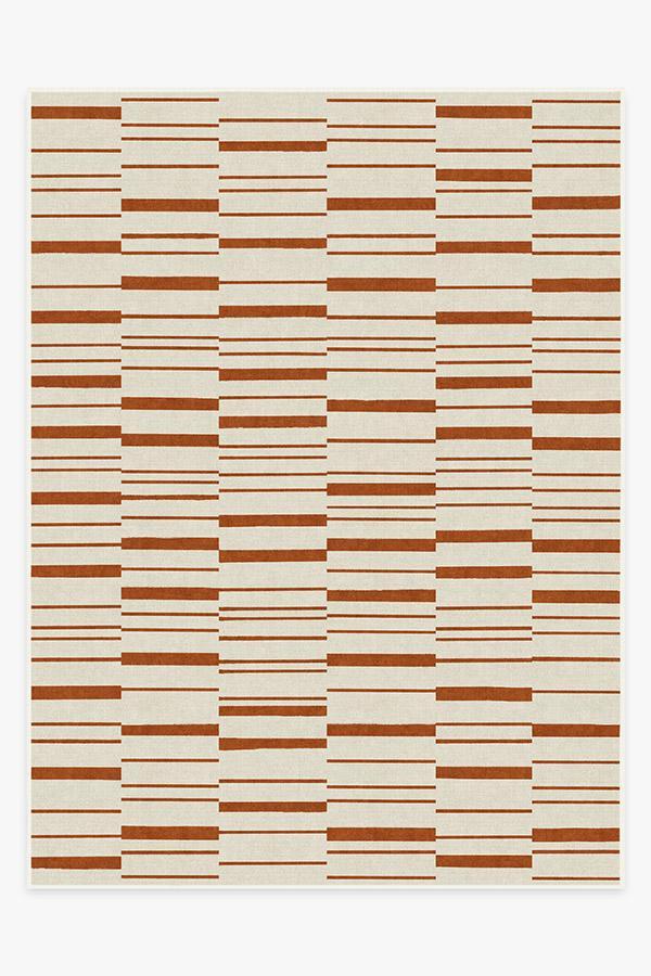 Broken Stripe Rust Orange Rug 9'x12' | Stain-Resistant