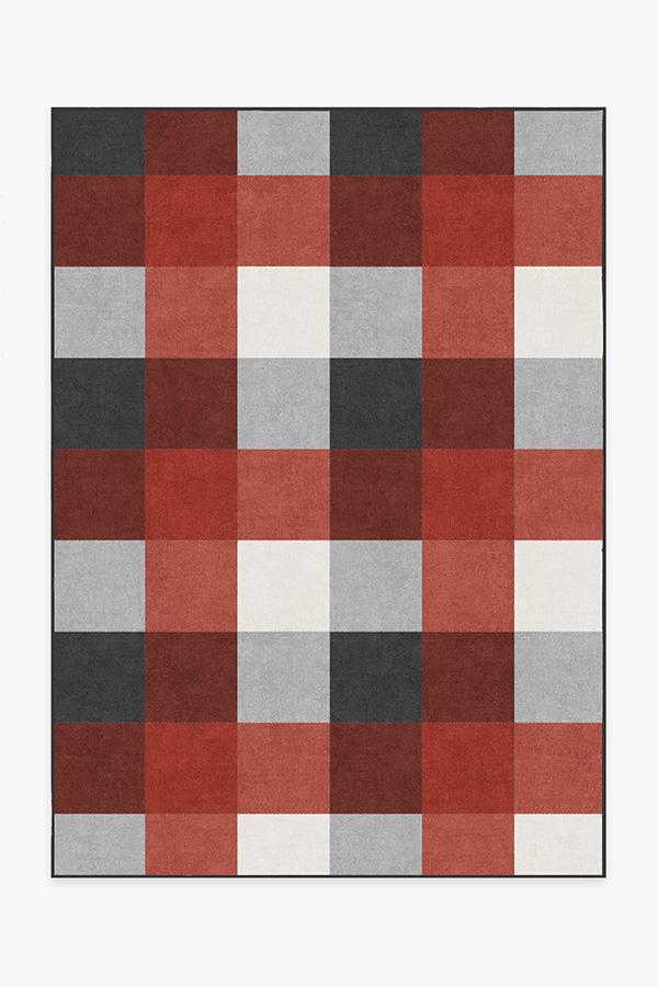 Buffalo Plaid Black & Red Rug 5'x7' | Stain-Resistant