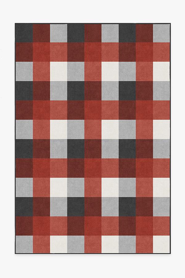 Buffalo Plaid Black & Red Rug 6'x9' | Stain-Resistant