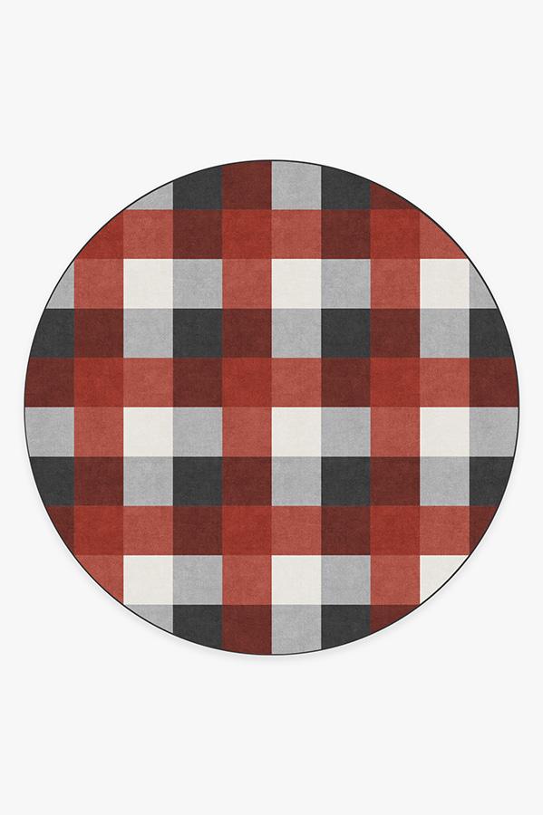 Buffalo Plaid Black & Red Rug 8' Round | Stain-Resistant