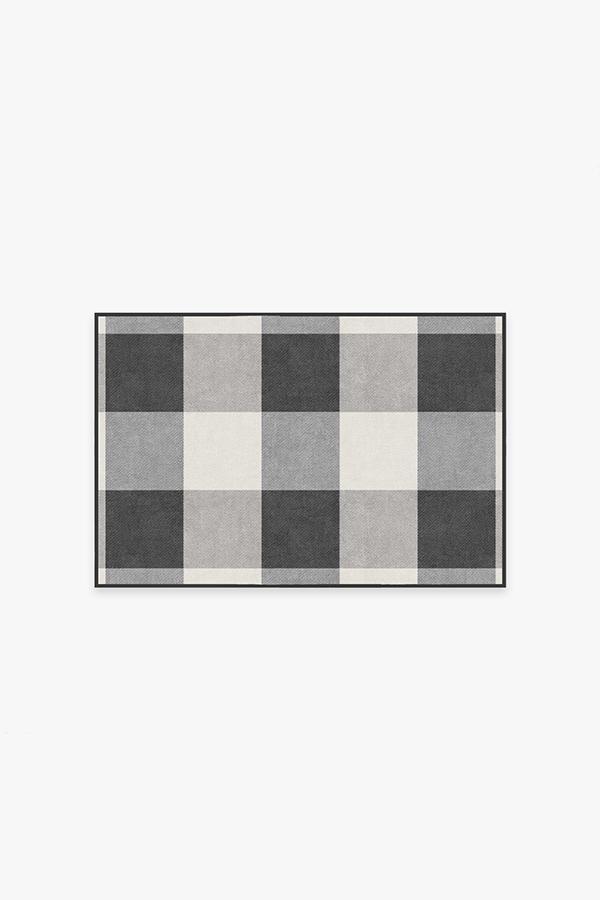 Buffalo Plaid Black & White Rug 2'x3' | Stain-Resistant