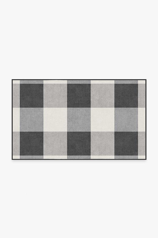 Buffalo Plaid Black & White Rug 3'x5' | Stain-Resistant