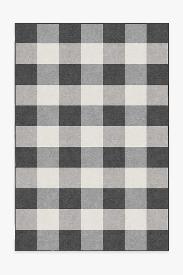 Buffalo Plaid Black & White Rug 6'x9' | Stain-Resistant
