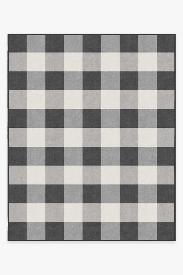 Buffalo Plaid Black & White Rug 8'x10' | Stain-Resistant