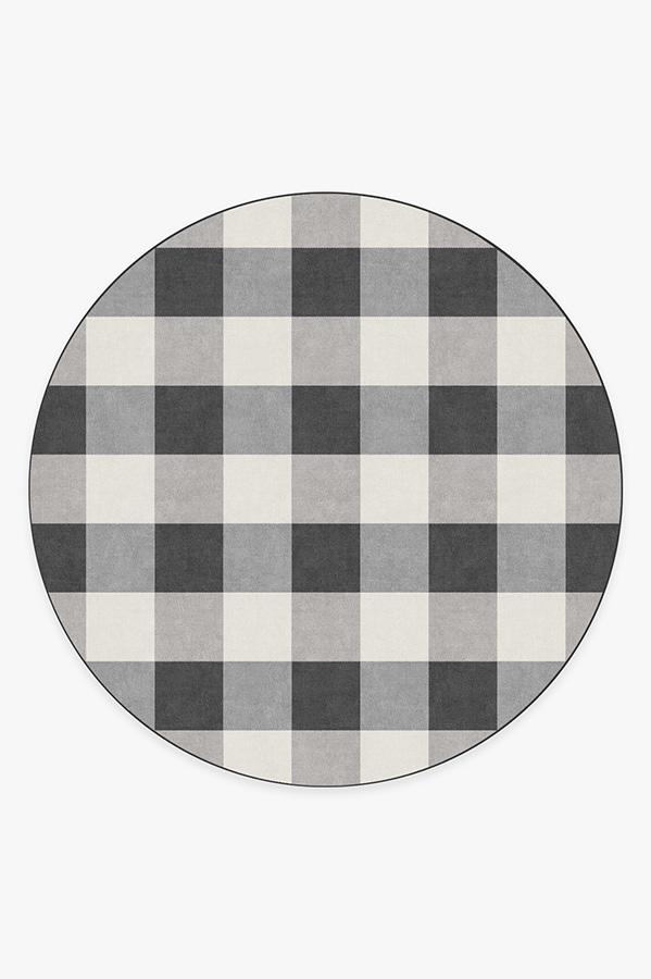 Buffalo Plaid Black & White Rug 8' Round | Stain-Resistant
