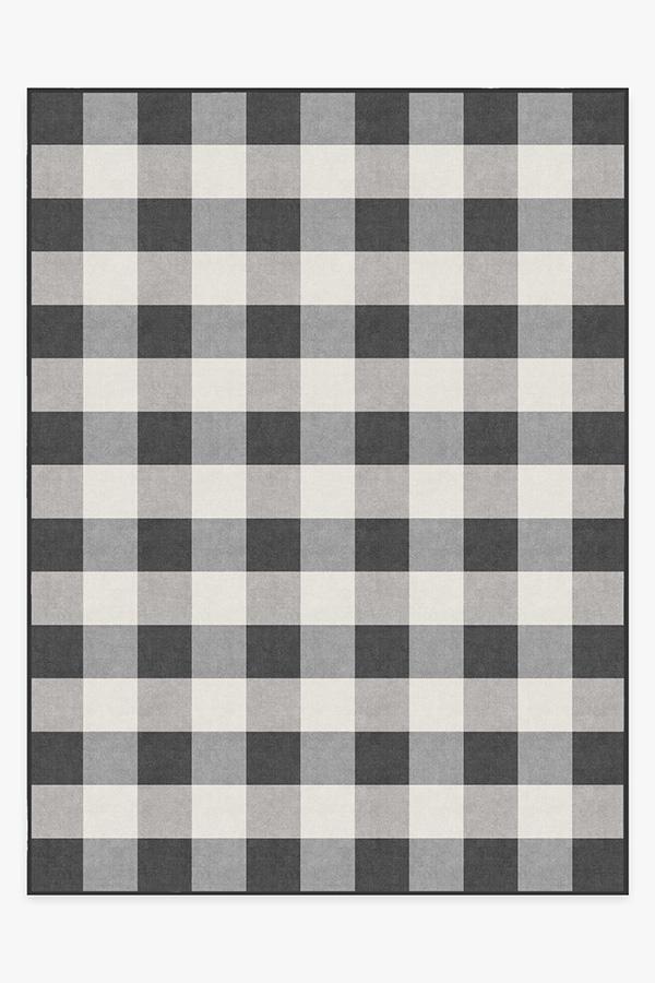 Buffalo Plaid Black & White Rug 9'x12' | Stain-Resistant